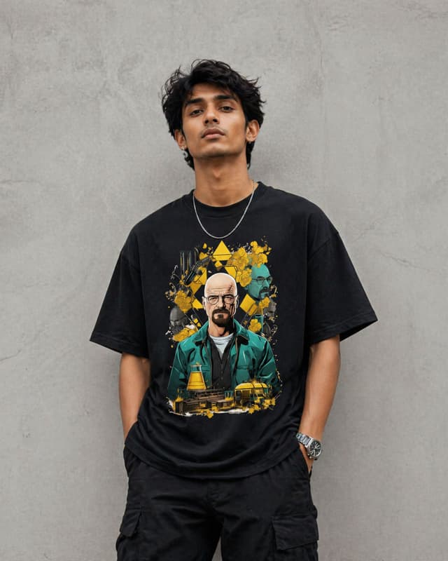 Black Drop Shoulder T-Shirt Breaking Bad Walter White Edition