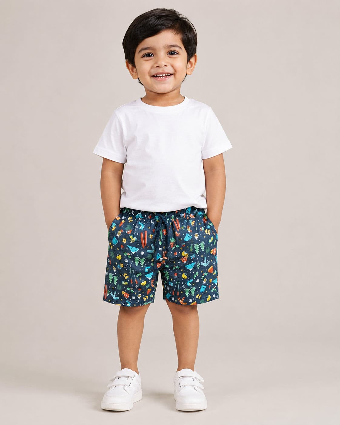Kids Boys Winter Fun Print Cotton Shorts