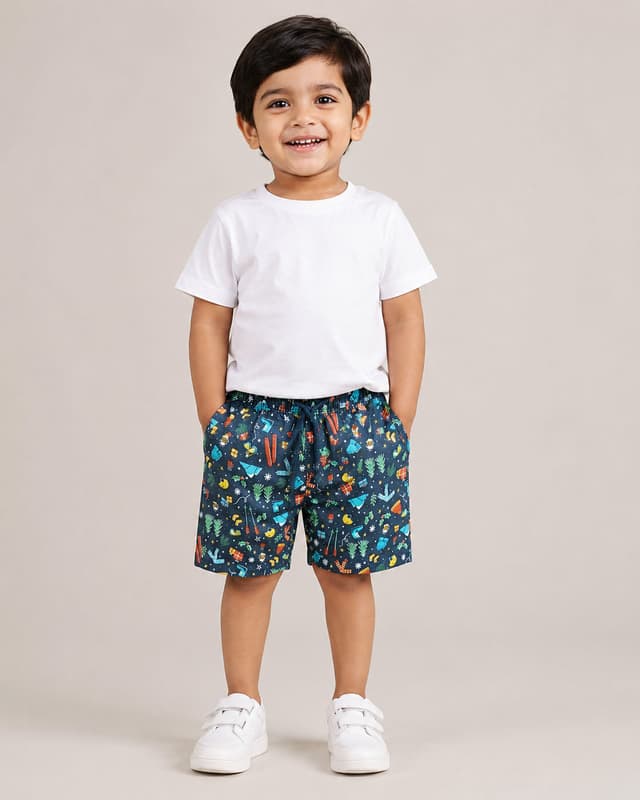 Kids Boys Winter Fun Print Cotton Shorts