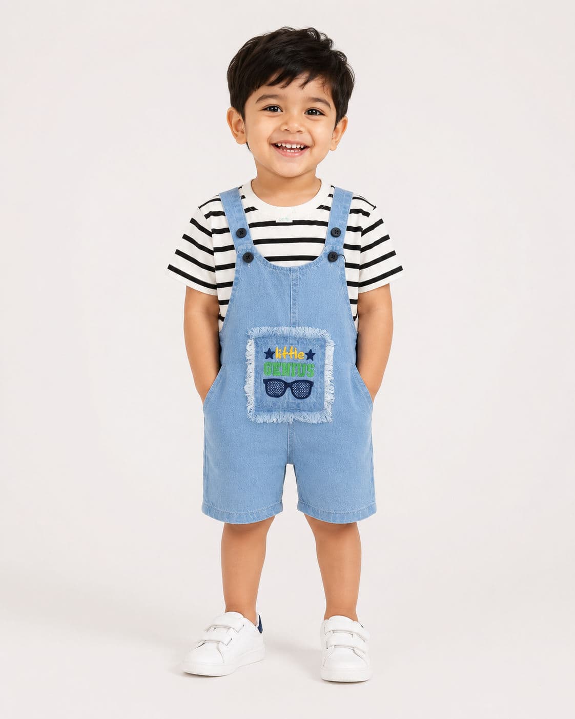 Kids Boys Light Blue Little Genius Romper T-Shirt Set