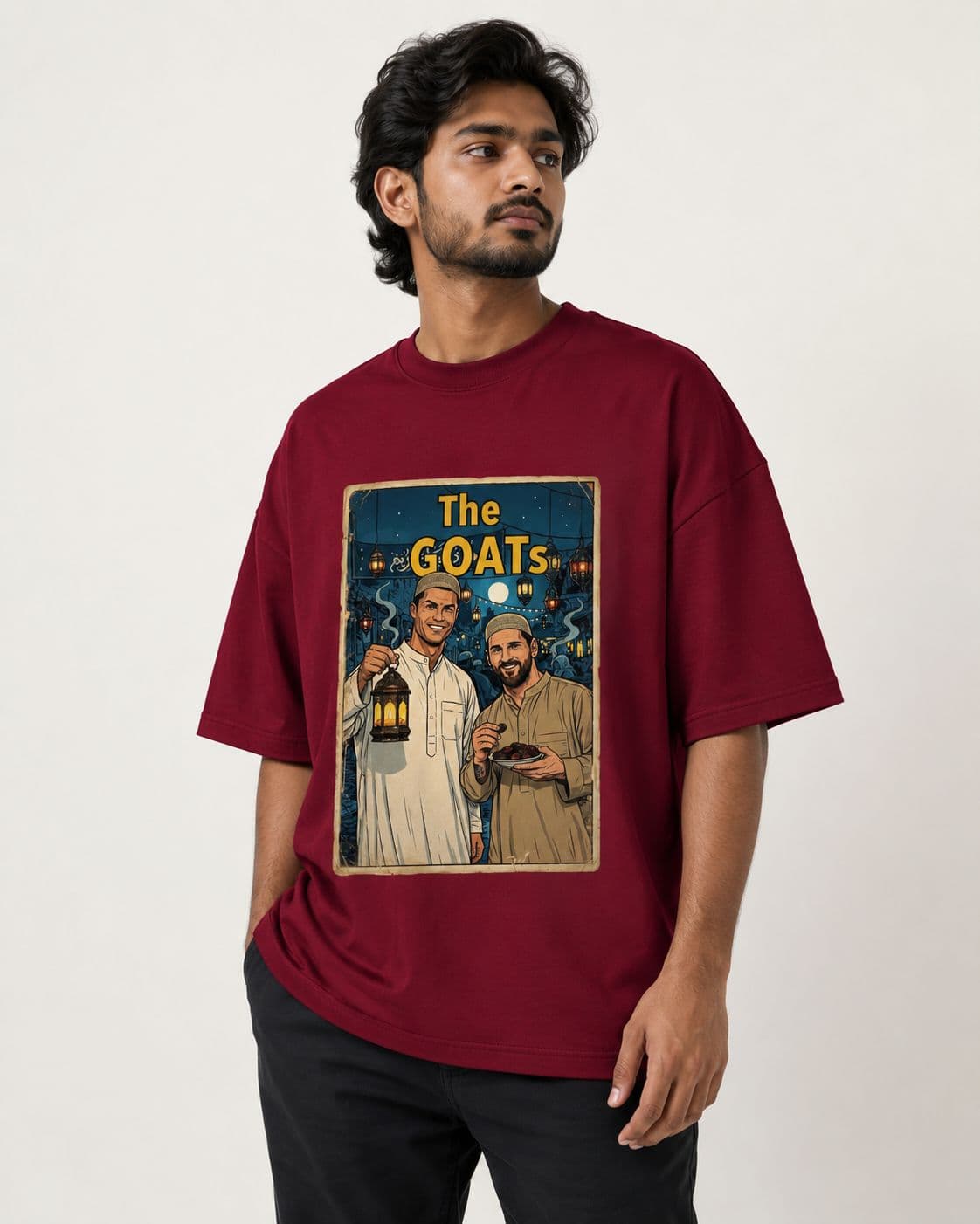 Maroon Drop Shoulder T-Shirt — The GOATs Edition