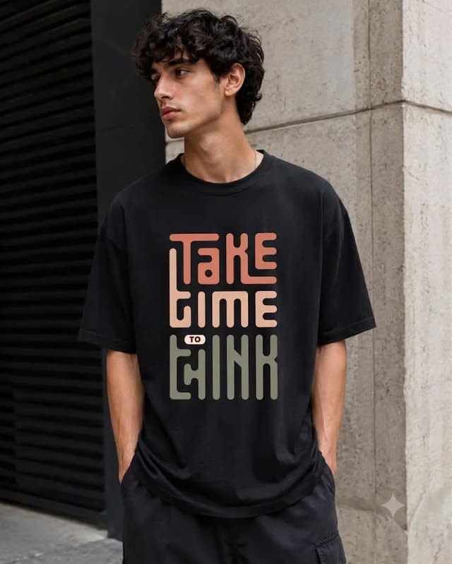 Take Time 200 GSM Drop Shoulder T-Shirt
